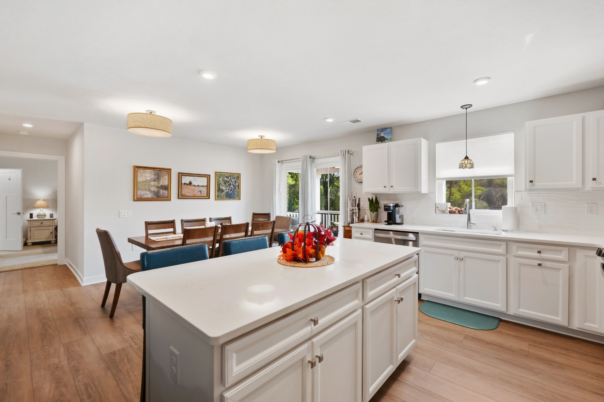 Kitchen island and dining area