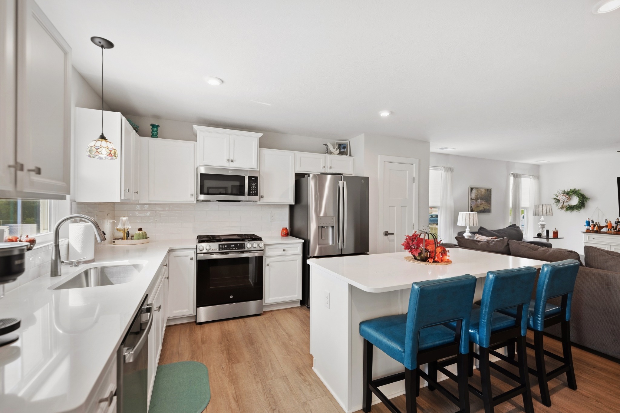 Kitchen appliances and island